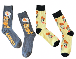 THE GARFIELD MOVIE Men’s 2 Pair Of Socks With ODIE & PIZZA SLICE - Novelty Socks And Slippers