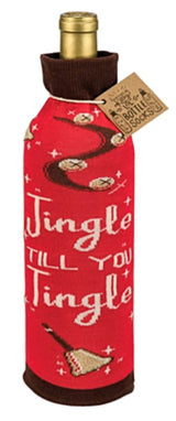 PRIMITIVES BY KATHY ALCOHOL WINE BOTTLE CHRISTMAS SOCK ‘JINGLE TILL YOU TINGLE’ - Novelty Socks for Less