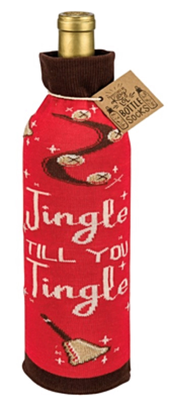 PRIMITIVES BY KATHY ALCOHOL WINE BOTTLE CHRISTMAS SOCK ‘JINGLE TILL YOU TINGLE’ - Novelty Socks for Less