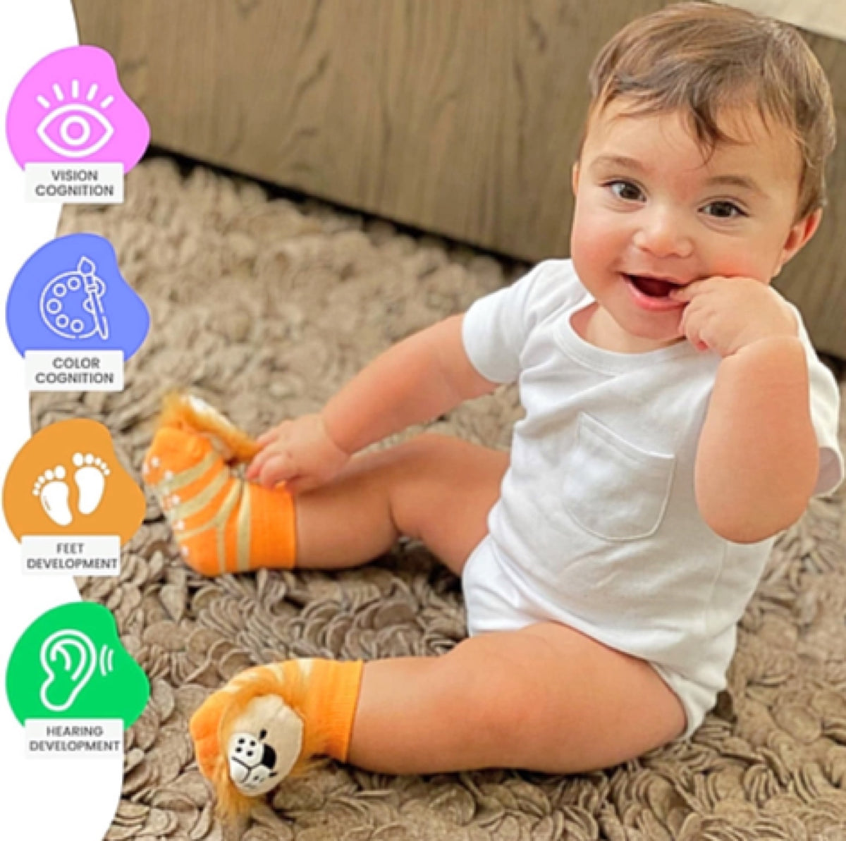 BOOGIE TOES Unisex Baby PUPPY DOG Rattle Gripper Bottom Socks By Piero Liventi - Novelty Socks And Slippers
