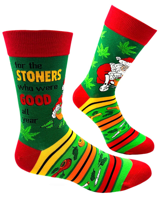 FABDAZ Brand Men’s CHRISTMAS MARIJUANA Socks ‘FOR THE STONERS WHO WERE GOOD ALL YEAR’