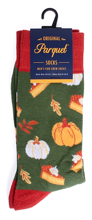 PARQUET Brand Men’s THANKSGIVING PUMPKIN PIE Socks - Novelty Socks for Less