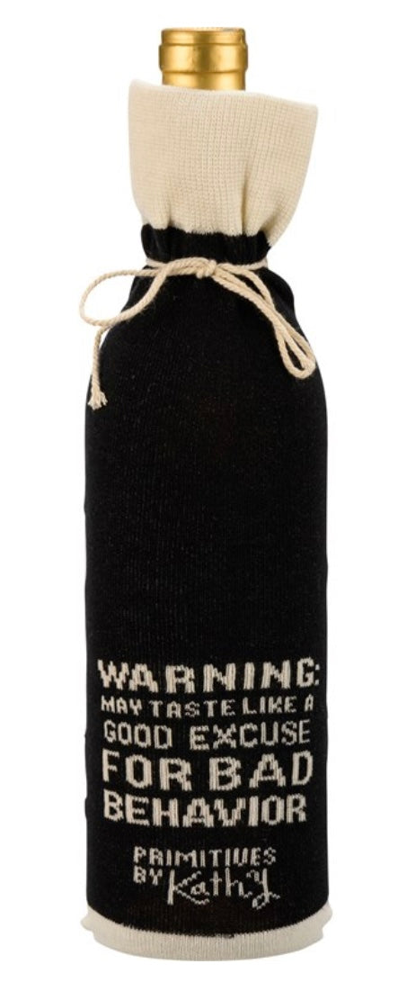 PRIMITIVES BY KATHY ALCOHOL BOTTLE SOCK ‘OF COURSE SIZE MATTERS NO ONE WANTS A SMALL GLASS OF WINE’ - Novelty Socks And Slippers