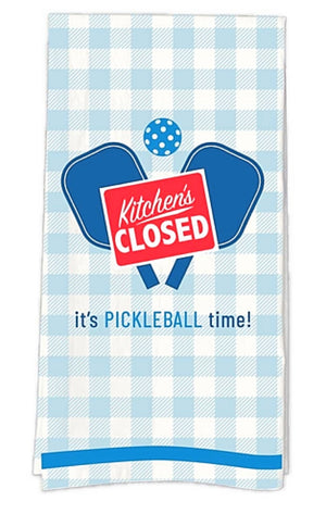 FUNATIC Brand Kitchen Tea Towel ‘KITCHEN’S CLOSED IT’S PICKLEBALL TIME’ - Novelty Socks for Less