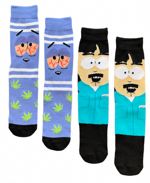 SOUTH PARK Men’s 2 Pair Of Socks RANDY MARSH & MR. TOWELIE With POT LEAVES - Novelty Socks And Slippers