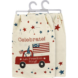 PRIMITIVES BY KATHY PATRIOTIC Kitchen Tea Towel ‘CELEBRATE LET FREEDOM RING’ - Novelty Socks And Slippers
