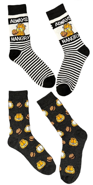 GARFIELD & ODIE Men’s 2 Pair of Socks GARFIELD & HAMBURGERS ‘ALWAYS HANGRY’ - Novelty Socks And Slippers