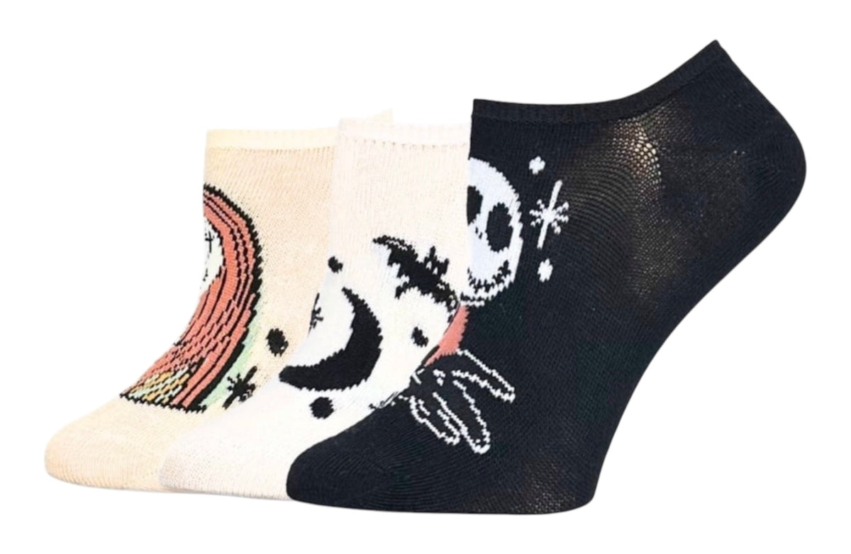 DISNEY Nightmare Before Christmas Ladies 3 Pair Of No Show Liner Socks JACK & SALLY