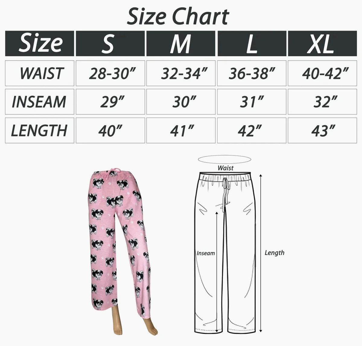 COMFIES UNISEX SHIH TZU PAJAMA BOTTOMS E&S PETS (CHOOSE SIZE) - Novelty Socks And Slippers