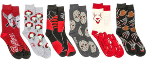 HORROR Movie Men’s 6 Pack Gift Set Of Socks PENNYWISE, JASON VOORHEES & FREDDY KRUEGER - Novelty Socks And Slippers