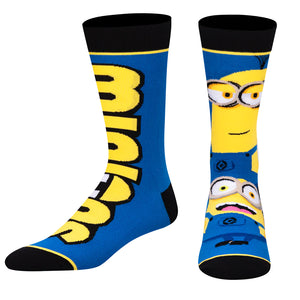 DESPICABLE ME Men’s MINIONS Split Crew Socks ODD SOX Brand - Novelty Socks And Slippers