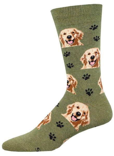 SOCKSMITH Brand Men’s GOLDEN RETRIEVER Dog Socks ‘WHO’S A GOOD BOY?’ (CHOOSE COLOR)