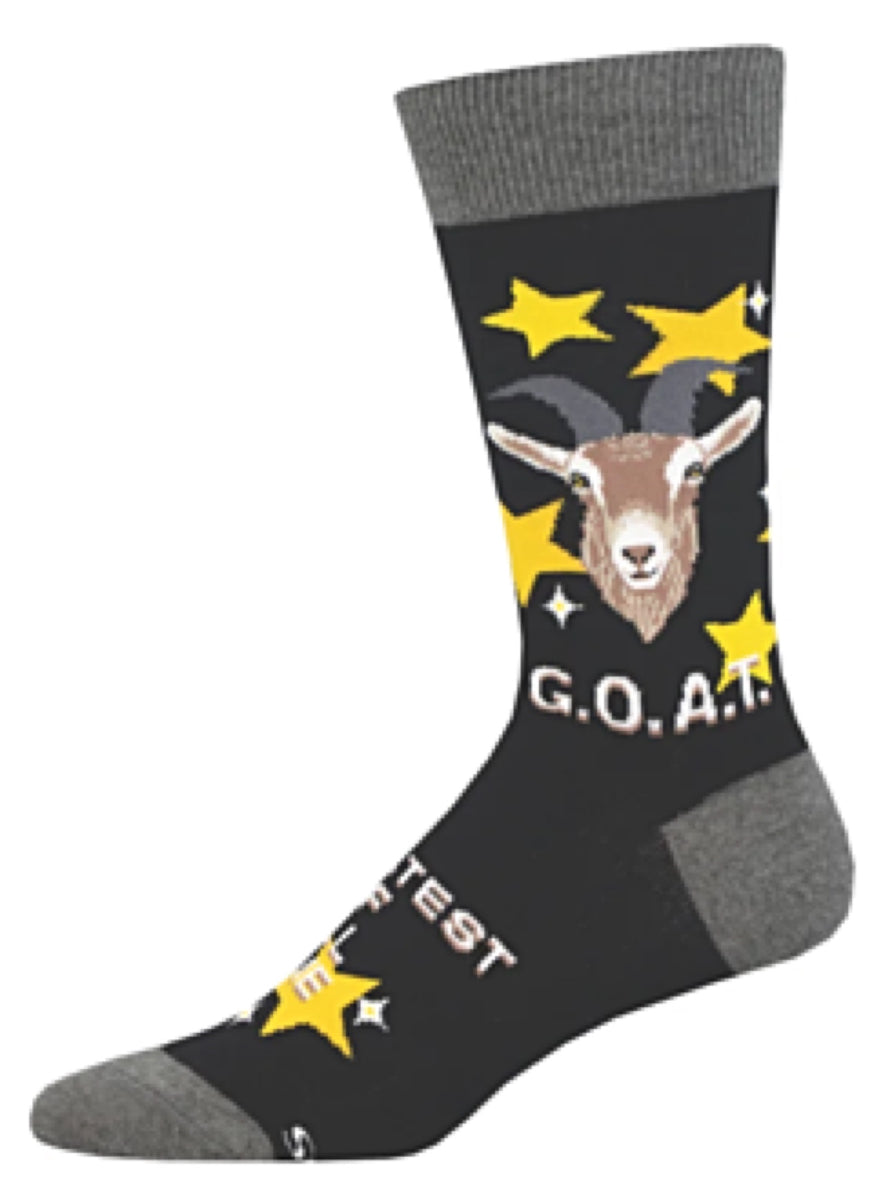 SOCKSMITH Brand Men’s G.O.A.T. Socks ‘GREATEST OF ALL TIME’ Novelty