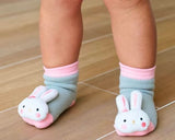 BUNNY RABBIT Unisex Baby RATTLE GRIPPER BOTTOM SOCKS BOOGIE TOES Brand By PIERO LIVENTI - Novelty Socks And Slippers