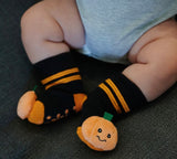 BOOGIE TOES Baby Unisex PUMPKIN RATTLE GRIPPER BOTTOM Socks By PIERO LIVENTI - Novelty Socks And Slippers