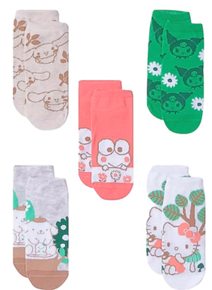 SANRIO HELLO KITTY & FRIENDS Ladies 5 Pair of No Show Socks CINNAMOROLL, KUROMI - Novelty Socks And Slippers