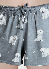 COMFIES LOUNGE PJ SHORTS Ladies BICHON FRISE Dog By E&S PETS - Novelty Socks And Slippers