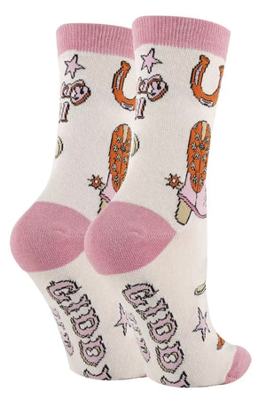 OOOH YEAH Brand Ladies COWGIRL Socks ‘STAY COUNTRY Y’ALL’ ‘GIDDY UP’ - Novelty Socks And Slippers
