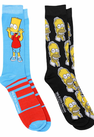 THE SIMPSONS Men’s 2 Pair Of BART & HOMER SIMPSON Socks - Novelty Socks And Slippers