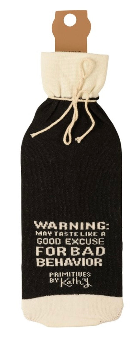 PRIMITIVES BY KATHY ALCOHOL BOTTLE SOCK ‘OF COURSE SIZE MATTERS NO ONE WANTS A SMALL GLASS OF WINE’ - Novelty Socks And Slippers