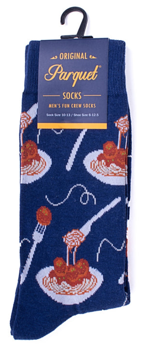 PARQUET Brand Men’s SPAGHETTI & MEATBALLS Socks - Novelty Socks for Less