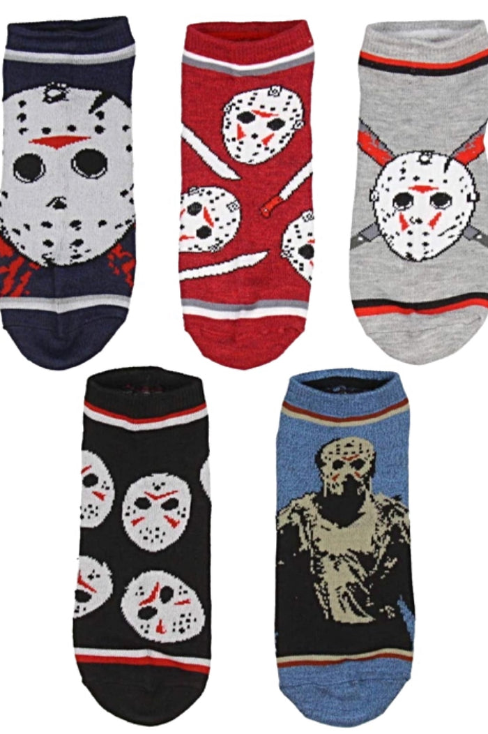 FRIDAY THE 13th Ladies 5 Pair Of HALLOWEEN Ankle Socks BIOWORLD Brand