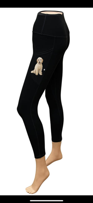 URBAN ATHLETICS Ladies GOLDENDOODLE High Rise Leggings With Pockets E&S Pets - Novelty Socks for Less