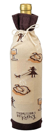 PRIMITIVES BY KATHY THANKSGIVING ALCOHOL WINE BOTTLE SOCK ‘THIS WINE PAIRS WELL WITH TURKEY & DIFFICULT RELATIVES’ - Novelty Socks for Less
