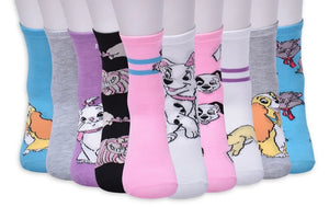DISNEY Ladies 10 Pair Of CATS & DOGS Socks CHESHIRE, LADY, TRAMP, BERLIOZ, PONGO - Novelty Socks And Slippers