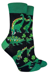 GOOD LUCK SOCK Brand Ladies ST. PATRICKS DAY DINOSAURS Socks - Novelty Socks And Slippers