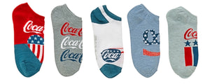 COCA COLA Ladies 5 Pair Of No Show PATRIOTIC Socks - Novelty Socks for Less