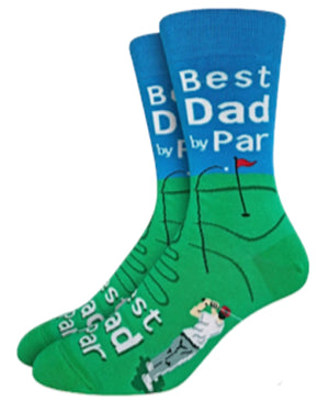 GOOD LUCK SOCK Brand Men’s GOLF Socks ‘BEST DAD BY PAR’ - Novelty Socks for Less
