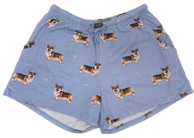 COMFIES Brand LOUNGE PJ SHORTS Ladies WELSH CORGI Dog Lounge PJ Shorts By E&S PETS - Novelty Socks And Slippers