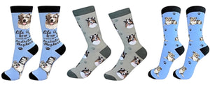 AUSTRALIAN SHEPHERD Dog Unisex Socks By E&S Pets CHOOSE SOCK DADDY, HAPPY TAILS, LIFE IS BETTER - Novelty Socks for Less