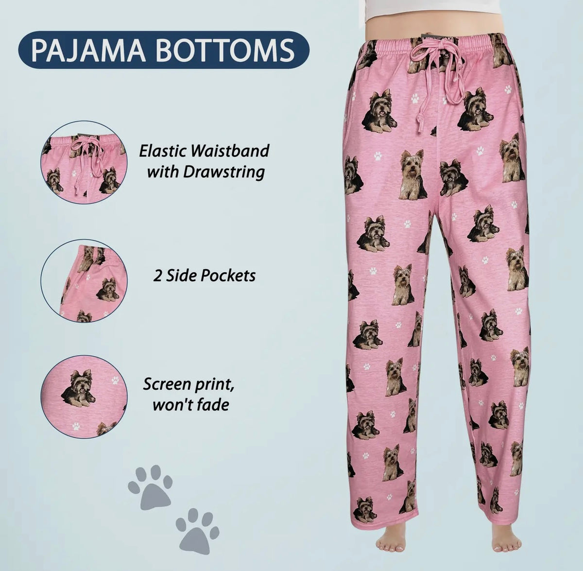 COMFIES UNISEX YORKIE PAJAMA BOTTOMS E&S Pets (CHOOSE SIZE) - Novelty Socks And Slippers