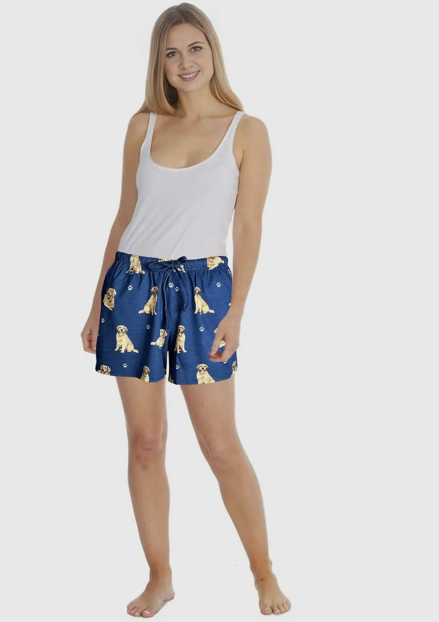 COMFIES LOUNGE PJ SHORTS Ladies GOLDEN RETRIEVER Dog By E&S PETS - Novelty Socks And Slippers