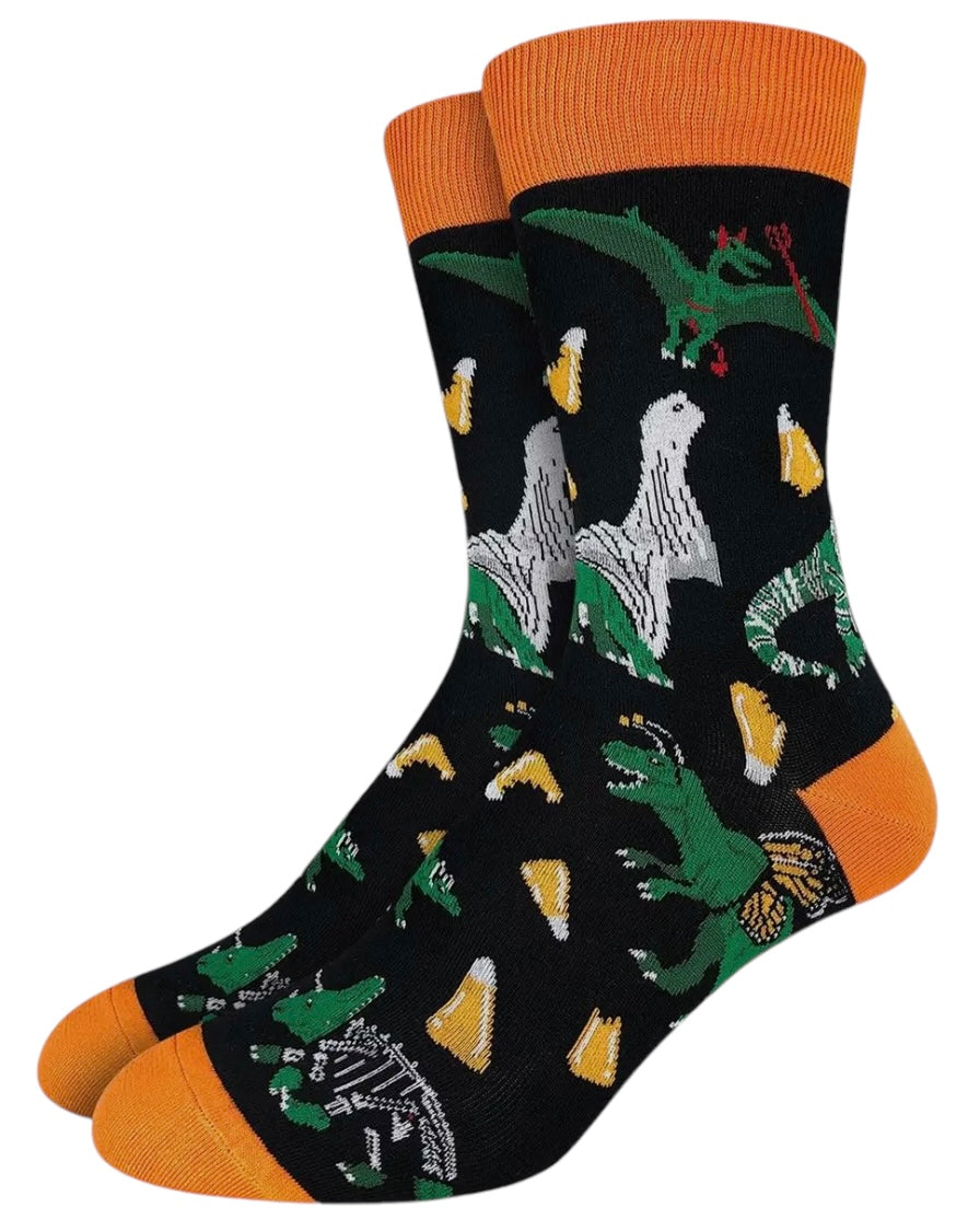GOOD LUCK SOCK Brand Men’s HALLOWEEN Socks DINOSAURS IN COSTUMES - Novelty Socks And Slippers