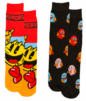 PAC-MAN Video Game Men’s 2 Pair of Socks With GHOSTS - Novelty Socks And Slippers