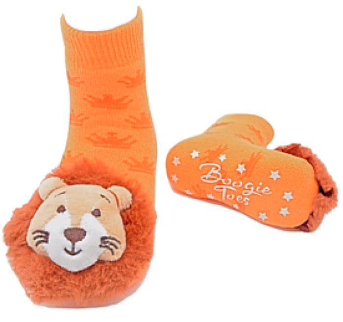BOOGIE TOES Unisex Baby LION Rattle Gripper Bottom Socks By Piero Liventi