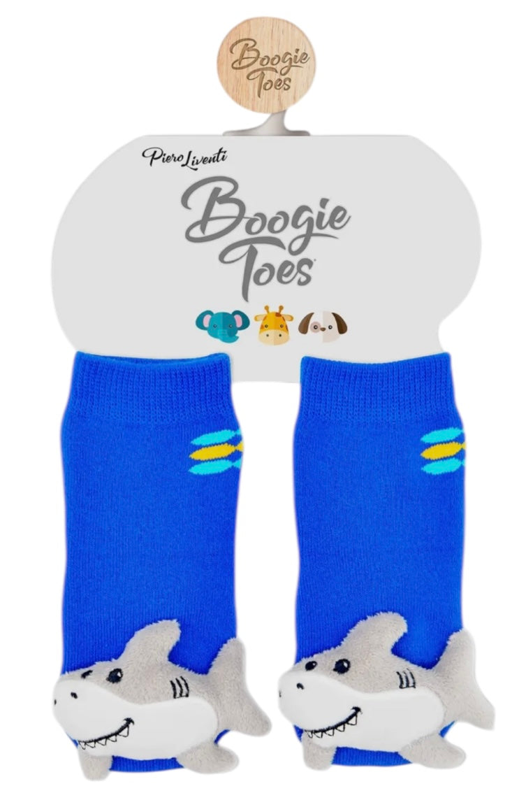 BOOGIE TOES Baby SHARK Rattle Gripper Bottom Socks By PIERO LIVENTI - Novelty Socks And Slippers