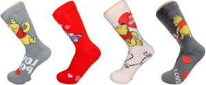 DISNEY WINNIE THE POOH Ladies VALENTINES DAY 4 Pair Of Socks ‘LOVE POOH’ - Novelty Socks And Slippers