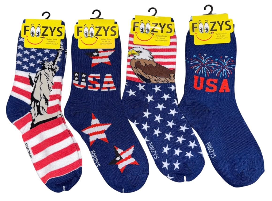 FOOZYS Brand Ladies PATRIOTIC Socks (Choose Style) - Novelty Socks And Slippers