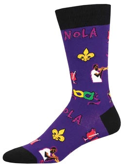 SOCKSMITH Brand Men’s MARDI GRAS Socks ‘NOLA’ - Novelty Socks And Slippers