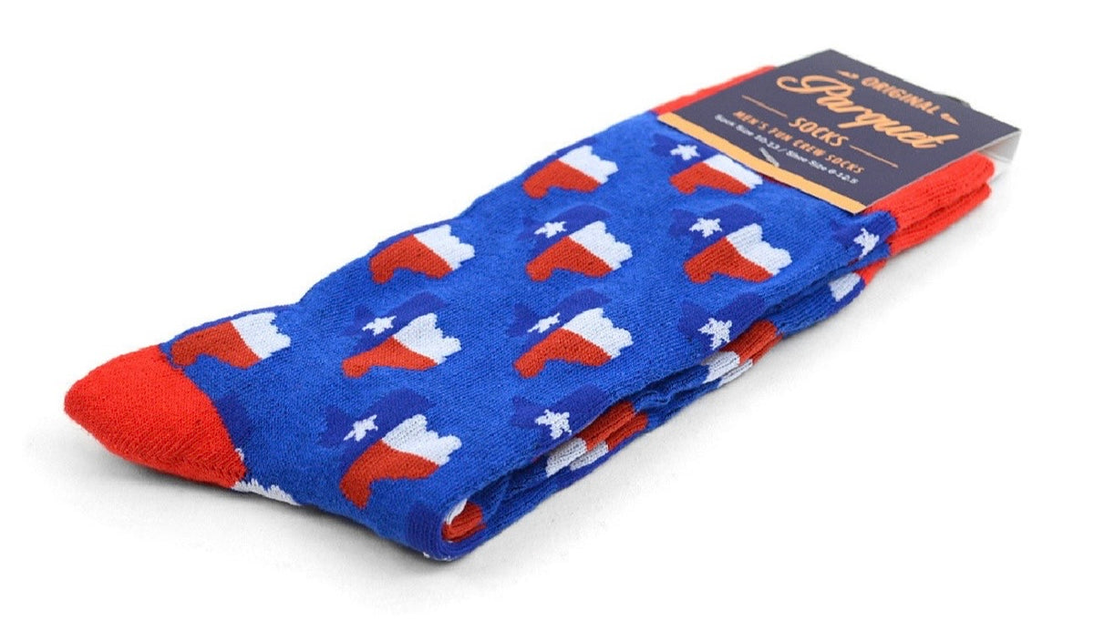 TEXAS Men's PATRIOTIC Socks Parquet Brand (Choose State Or State Flag) - Novelty Socks And Slippers