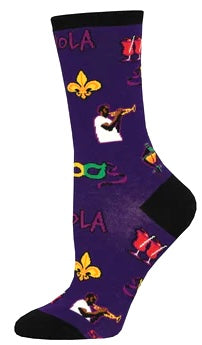 SOCKSMITH Brand Ladies MARDI GRAS Socks ‘NOLA’ - Novelty Socks And Slippers