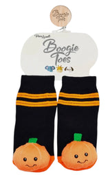 BOOGIE TOES Baby Unisex PUMPKIN RATTLE GRIPPER BOTTOM Socks By PIERO LIVENTI - Novelty Socks And Slippers