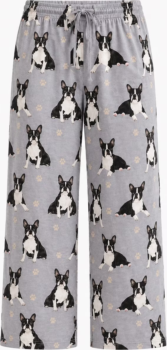 BOSTON TERRIER Dog Adult Unisex PAJAMA BOTTOMS COMFIES Brand By E&S PETS (CHOOSE SIZE)