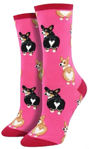 SOCKSMITH Brand Ladies CORGI BUTT Socks (CHOOSE COLOR) - Novelty Socks for Less