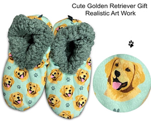 COMFIES BRAND Ladies GOLDEN RETRIEVER DOG Non-Skid Slippers - Novelty Socks for Less