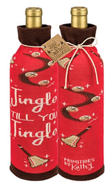 PRIMITIVES BY KATHY ALCOHOL WINE BOTTLE CHRISTMAS SOCK ‘JINGLE TILL YOU TINGLE’ - Novelty Socks for Less